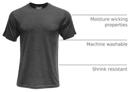 SHEEP RUN Men's Merino Wool Lightweight Hiking Running Workout Breathable Base Layer T Shirt - color: Dark Grey, size: Medium