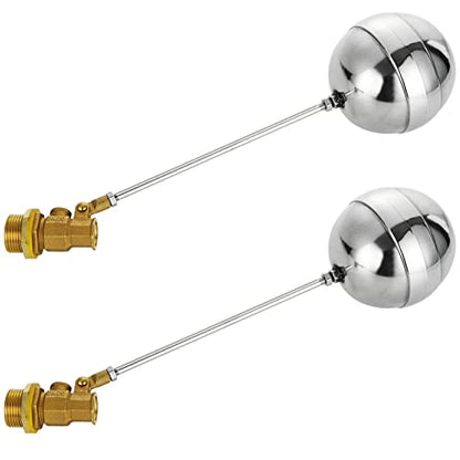 ABuff 2 Pack Stainless Steel Float Ball Valves 3/4 Inch Thread Float Valve for Water Tank, DN20 Floating Ball Valve Automatic Water Level Control Float for Tank Pond Water Pump Aquariums Reservoir