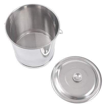 14L/14.8 Qt Large Stainless Steel Compost Bucket Milk Metal Pail with Lid & Handle, Compost Bin Kitchen Scrap Buckets Food Waste Slop Storage Container Buckets Garbage Pail, Open Lip Edge