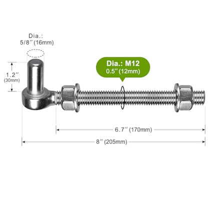 Insaga J Bolt Gate Hinge, 304 Stainless Steel Farm Gate Hinges, M12 x 8'' Gate Hinge Bolt 5/8'' for Chain Link Fence/Farm/Wooden Fence/Driveway, Supports up to 500lbs, 2pcs - color: M12-8''-2PCS