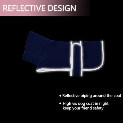 Dachshund Coats Sausage Dog Fleece Coat in Winter Miniature Dachshund Clothes with Hook and Loop Closure and high vis Reflective Trim Safety - Blue - S - color: Blue, size: Small(Back: 14"-15"in)