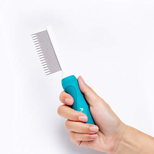 Pet Comb, Long & Short Stainless Steel Teeth Grooming Comb for Dogs & Cats
