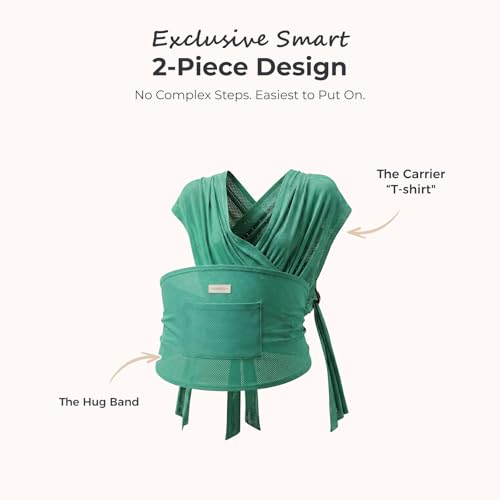 Momcozy Baby Wrap Carrier, Easy-On 2-Piece Design, Air Mesh Cooling - color: Air Mesh-Lake Green