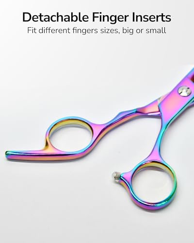 ULG Hair Thinning Scissors Professional Barber’s Texturizing Teeth Shears for Hairdressing, Salon and Home Use Thinning Shears for Hair Cutting, Made of Japanese Stainless Steel, 6.5 inch - color: Rainbow