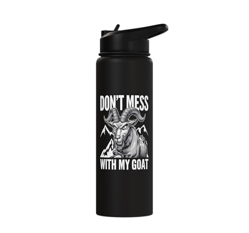 Don´t Mess With My Goat Cute Coat Pygmy Goat Farmer Stainless Steel Insulated Water Bottle - color: Black