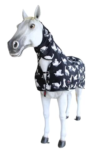 Challenger Horse Polar Fleece Cooler with Combo Neck Moisture-Wicking Exercise Blanket, Breathable Lightweight Cooling Sheet White Cats Print 43EE02N - color: White Cats, size: 76 inches