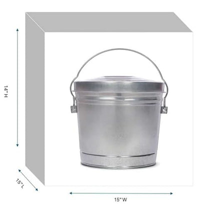 Galvanized Steel Locking Lid Trash Can - 6-Gallon Rodent-Proof Outdoor Storage Bin with Weather-Resistant Lid, Pet Food, Bird Seed, Charcoal Storage, Heavy Duty Metal Can