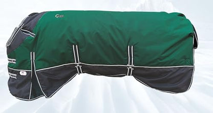 Majestic Ally 600 D Ripstop Nylon Horse Turnout Blanket, Waterproof, Heavyweight, Rain and Weather Resistant, 250 GSM (Hunter Green Black, 76 - Inch) - color: Hunter Green Black, size: 76 - Inch