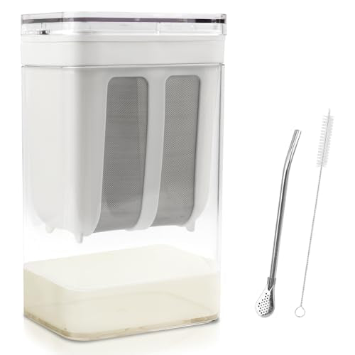 Greek Yogurt Strainer 1.9QT, with Stainless Steel Fine Mesh Bag & Lid - size: 1800ml