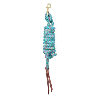 Weaver Equine 10' Horse Cowboy Lead Rope with Brass Snap - color: Sky Blue/Raspberry/Lime Green