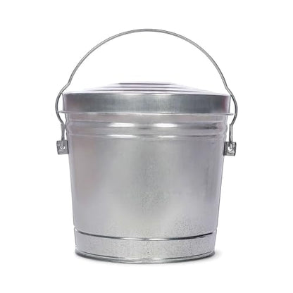 6 Gallon Galvanized Steel Storage, Steel Utility Pail, Heavy-Duty Metal Storage Bucket with Wire Bail Handle, for Bird Seed, Pet Food, Charcoal, and Yard Waste