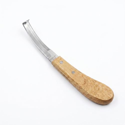 Hoof Knife Double Edge with Wooden Ergonomic Handle Hoof Trimmer Farrier Tool for Horses, Cows & Farm Livestock