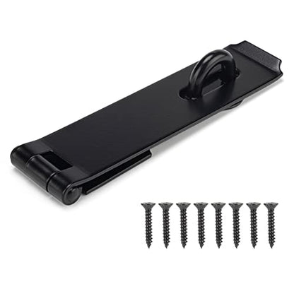 HILLMASTER Heavy Duty Door Hasp Latch 7-3/4" Extra Thick Steel Safety Gate Door Lock Padlock Clasp Hasp Lock Latch for Fence Gate Barn Door Shed Closet Cabinet, Black Finish (Pack of 2) - size: Straight (Pack of 2)