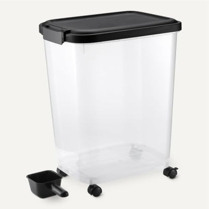 Amazon Basics Pet Food Storage Container with Wheels, BPA-Free, Detachable Scoop, 30lbs Capacity, Reliable Seal - size: 30lbs