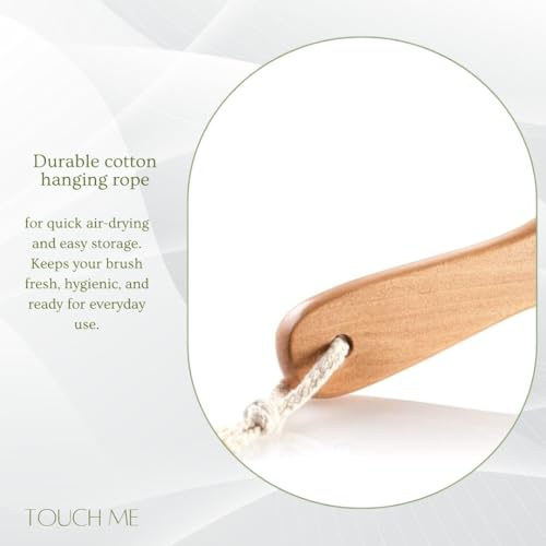 100% Natural Boar Bristle Body Brush with Contoured Wooden Handle by TOUCH ME