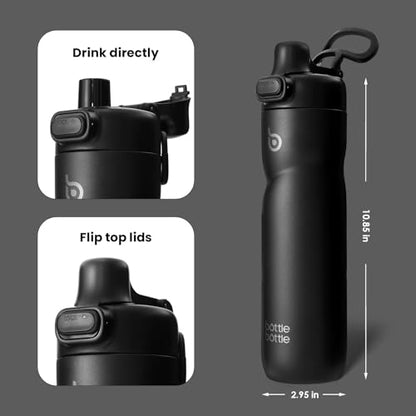 BOTTLE BOTTLE Insulated Water Bottle with Handle 24 oz black - color: black