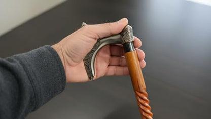 Handmade Solid Brass Head Handle Vintage Style Antique Wooden Walking Stick Cane Gift (3 Fold Wooden Walking Cane) - style: Axe Walking Handle Stand