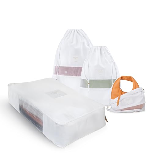 Hayden Hill Luxury Organic Cotton Sweater Bag and 3 Dust Bags - 18" Garment Bag and Dust Bags For Handbags - Certified Carbon Neutral