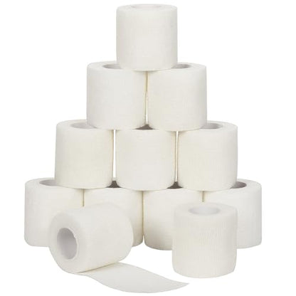 Self Adhesive Bandage Wrap 2 Inch Self Adherent Cohesive Tape Sport - color: White, size: 12Pcs