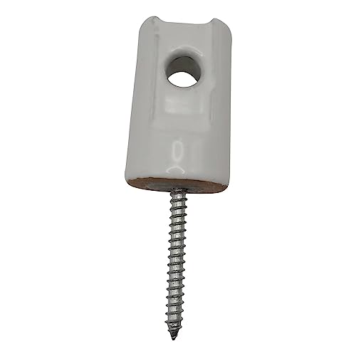 Electric Fence Insulator Porcelain Lag Screw Insulator - 12 Pack (12 Grey Porcelain Lag Screw Insulators) - style: 12 Grey White Porcelain Lag Screw Insulators