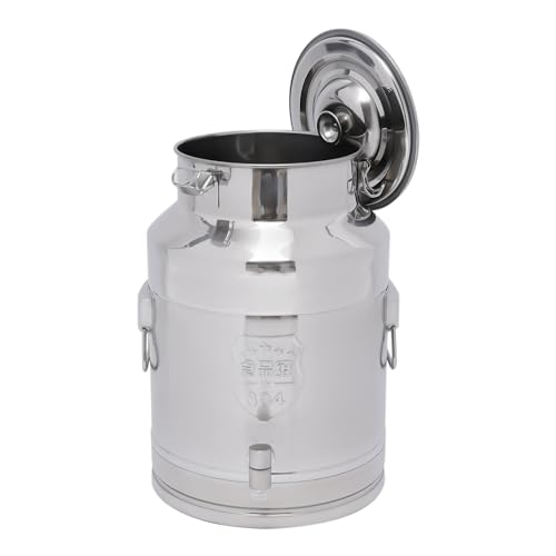 DYNAMI 7.4Gal 304 Stainless Steel Milk Bucket With Faucet,Thickened Stainless Steel Milk Can with Sealing Lid,Large Liquid Container Storage,for Milk,Wine, Oil Storage Transport (28L/7.4gal,w/Faucet) - size: 7.4gal