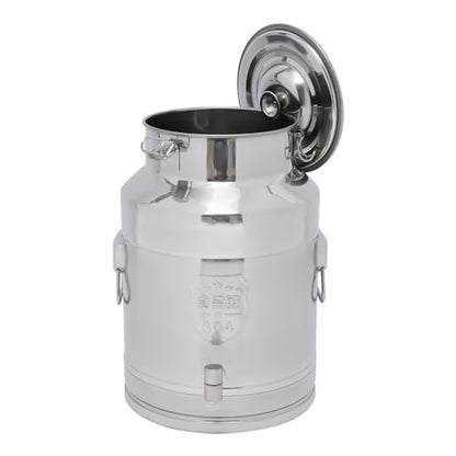DYNAMI 7.4Gal 304 Stainless Steel Milk Bucket With Faucet,Thickened Stainless Steel Milk Can with Sealing Lid,Large Liquid Container Storage,for Milk,Wine, Oil Storage Transport (28L/7.4gal,w/Faucet) - size: 7.4gal
