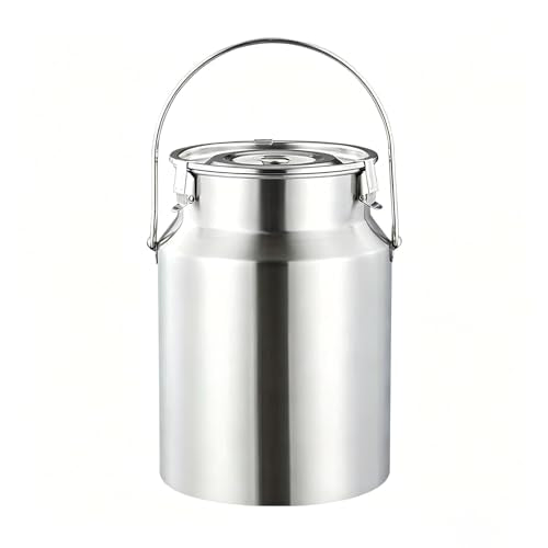 304 Stainless Steel Drink Dispenser, 2.6 Gal Portable Sealed Storage Container with Locking Clamp for Food, Milk, Oil, Grains, and Home Milk Can 10L Jug - size: 10L