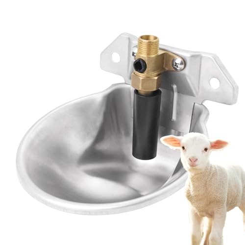 Stainless Steel Sheep Automatic Water Drinking Bowl Drinking Troughs,Livestock Water Bowl with Copper Valve,Automatic Waterer for Goat Calves Cattle Pig Dog Piglets