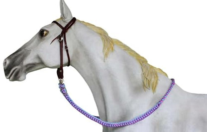 Challenger Horse Nylon Braided Knotted Roping Barrel Reins Turquoise Pink Purple 60739