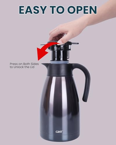 GiNT 2.2L / 74Oz Thermal Coffee Carafe, Insulated Stainless Steel Coffee Carafes for Keeping Hot/Double Walled Vacuum Thermal Carafe (Purple) - color: Purple, size: 74.4 Ounces