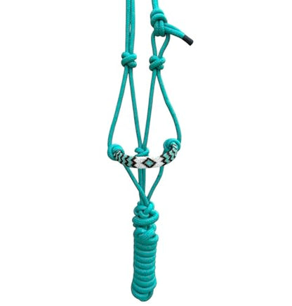 Majestic Ally Padded Beaded Nose Braided Rope Halter with 10' Matching Lead - Full (Turquoise) - color: Turquoise