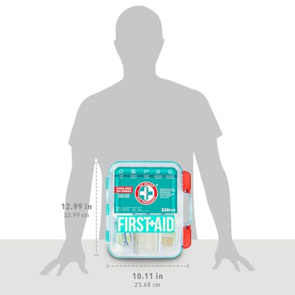 Be Smart Get Prepared First Aid Kit, Teal, 326 Piece, Exceeds OSHA and ANSI Guidelines 100 People - Office, Home, Car, School, Emergency, Survival, Camping, Hunting and Sports