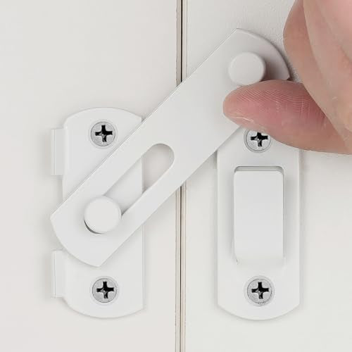 2 Packs White Stainless Steel Barn Door Latch Bi-fold Door Lock_S | Suitable for Sliding Door,Wine Cabinet,Closet,Drawer,Pet Cage,Garden Gates,French Door,Fence Gates - color: Small White