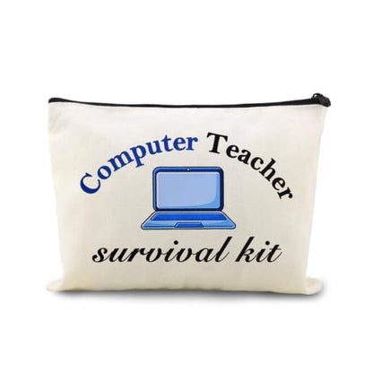 Computer Teacher Survival Kit Funny Computer IT Programmer Teachers Makeup Bag Gift Travel Toiletry Zipper Pouch Software Engineer Eductors Birthday Retirement Christmas Gift - color: Computer Teacher