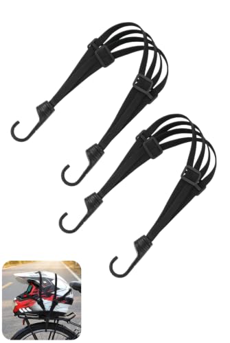 Motorcycle Helmet Rope Elastic Bungee Cord for Bike, Black, 2 PCS