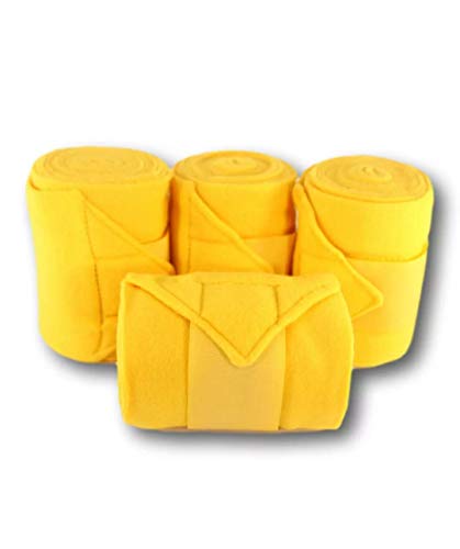 Horse Fleece Bandages/Polo Wraps/Stable Wraps Equestrian Leg Wraps Set of 4 TACK Equestrian Boots Protection (Yellow)-L8