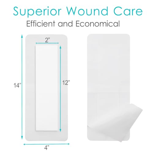 Extra Long Adhesive Island Dressing 10 Pcs, 4"x14" Knee Replacement Surgery Gauze Bandages Wound Breathable Bordered Hip Surgery Back Incision Post Surgical Recovery Individually Wrapped - color: Breathable Non-woven, size: 4 x 14 Inch (Pack of 10)