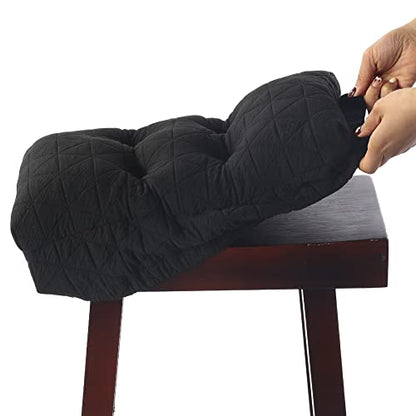 BUYUE Saddle Stool Seat Cushion, Luxury Triangle Fashion Jacquard with Anti-Skid Silicone Bar Stool Cushion Padded (Black, Rectangular,1 Count) - color: Black, style: Saddle