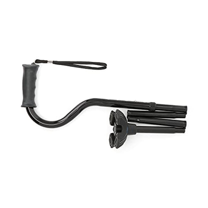 Medline Offset Folding Cane, 4-Point Base with Cushioned Gel Handle, Supports up to 350 lbs, Black - color: black