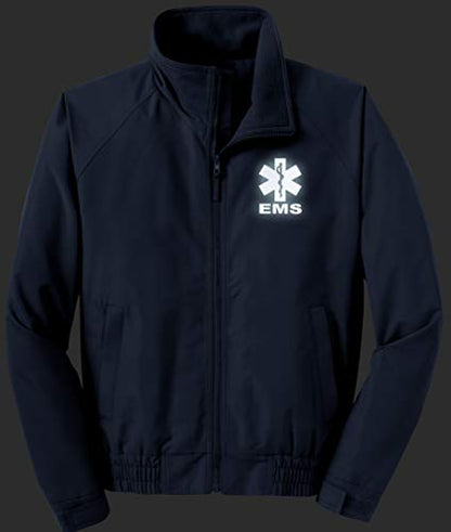 Smart People Clothing EMS economy jacket, REFLECTIVE logo fleece lining Emergency Medical - color: Navy, size: Medium
