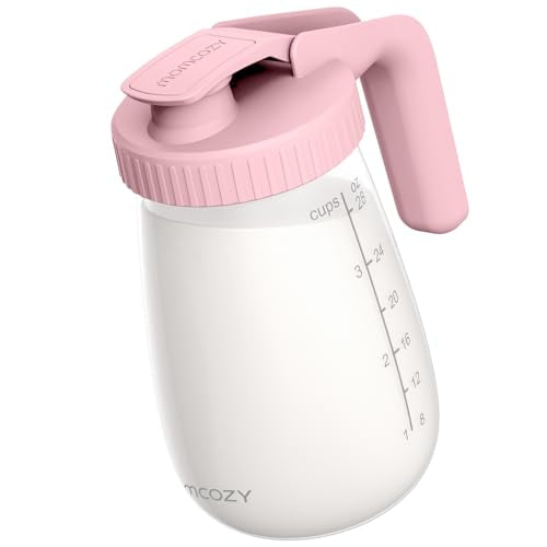 Momcozy Breast Milk Pitcher, Glass Storage Container Wide Mouth, 32oz Pink - color: Pink, size: 32 Ounce-1 Count