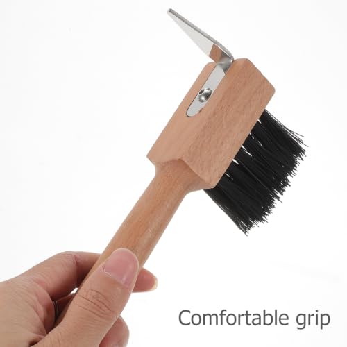 Hemoton Horse Hoof Brush Wooden Handle Hoof Care Tool for Cattle Sheep and Camels Metal Bristles for Cleaning Trimming and Grooming Portable 6.69 X 3.93 X 1.18 in