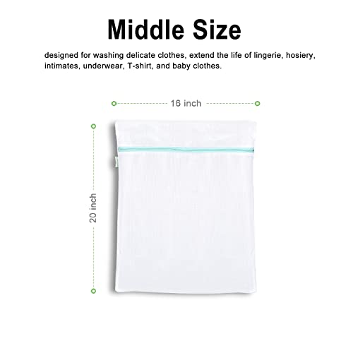 OTraki Mesh Washing Bags for Laundry 16x20 Inch Medium Mesh Bag Laundry Washer Delicates Lingerie Wash Machine Net Zipper Bag Heavy Duty Home Dorm Hotel Don't Drying, Melting 140-176℉, White - size: 16 x 20 inch