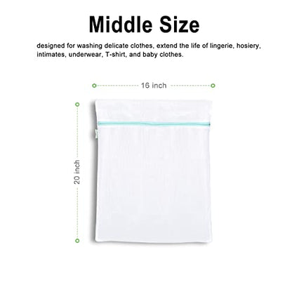 OTraki Mesh Washing Bags for Laundry 16x20 Inch Medium Mesh Bag Laundry Washer Delicates Lingerie Wash Machine Net Zipper Bag Heavy Duty Home Dorm Hotel Don't Drying, Melting 140-176℉, White - size: 16 x 20 inch