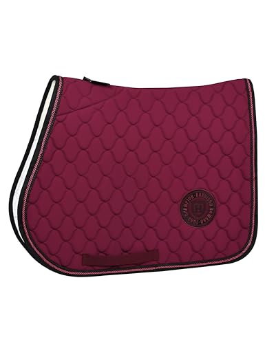 Harrison Howard English Saddle Pad for Horses, Cushioned Breathable Riding Pad, High Wither Contoured All Purpose - color: Burgundy