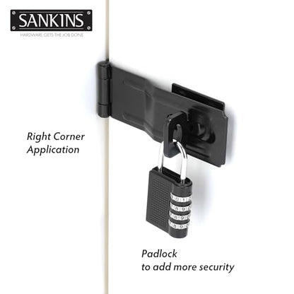 4.5" Swivel Staple Safety Hasps Latches with Twist Knob, Black 1Pcs - color: Black