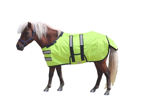 Derby Originals Mini Horse & Foal Winter Turnout Blanket - Reflective, No-Hardware Design, 600D Waterproof Outer, 150g Insulation, 170T Lining, Adjustable Fit, 1-Year Warranty - color: Lime Green