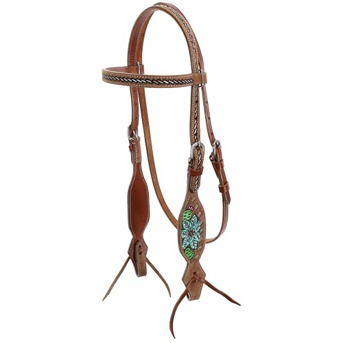 Showman Steer Skull & Cactus Leather Headstall & Breast Collar Set w/Fringe