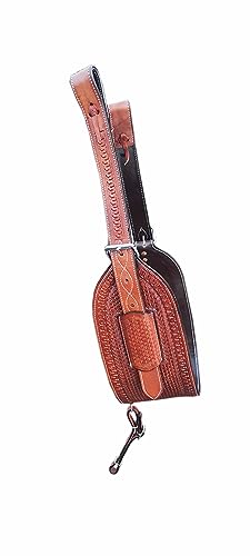 Western Horse Floral Tooled Leather Rear Flank Saddle Roper Back Cinch with Billets (Tan)