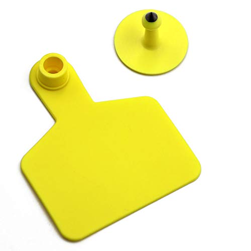 Blank Cattle Ear Tags for Cows Hogs Sheep Livestock, 100 Pieces | Cow Ear tags for Cattle Pigs Goats, Weather-resistant Material (Yellow) - color: Yellow